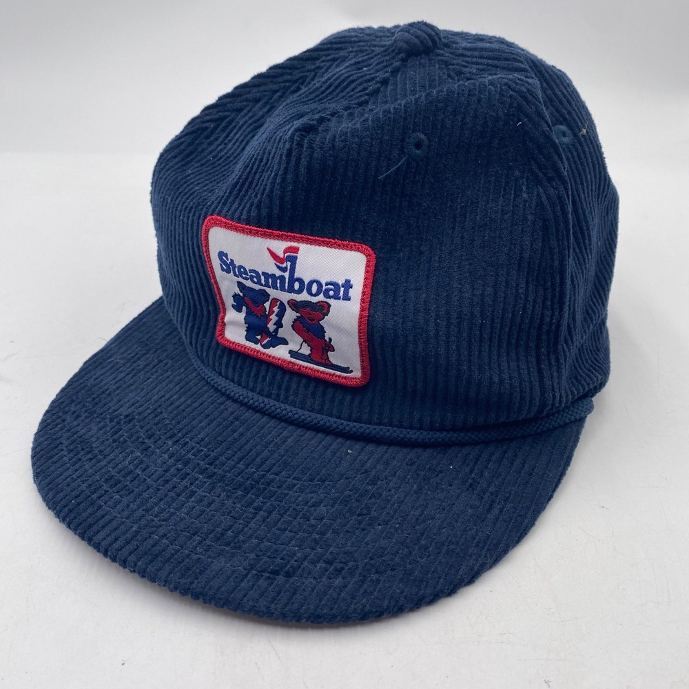 STEAMBOAT Decky 6043 Grateful Dead Bears Hat OSFM Navy Corduroy Rope Snapback